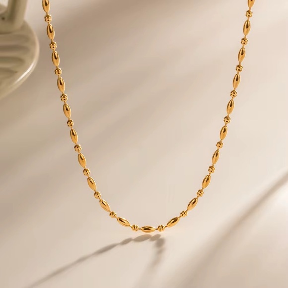 18K Gold Plated Beaded Chain Necklace - Picture 2 of 6
